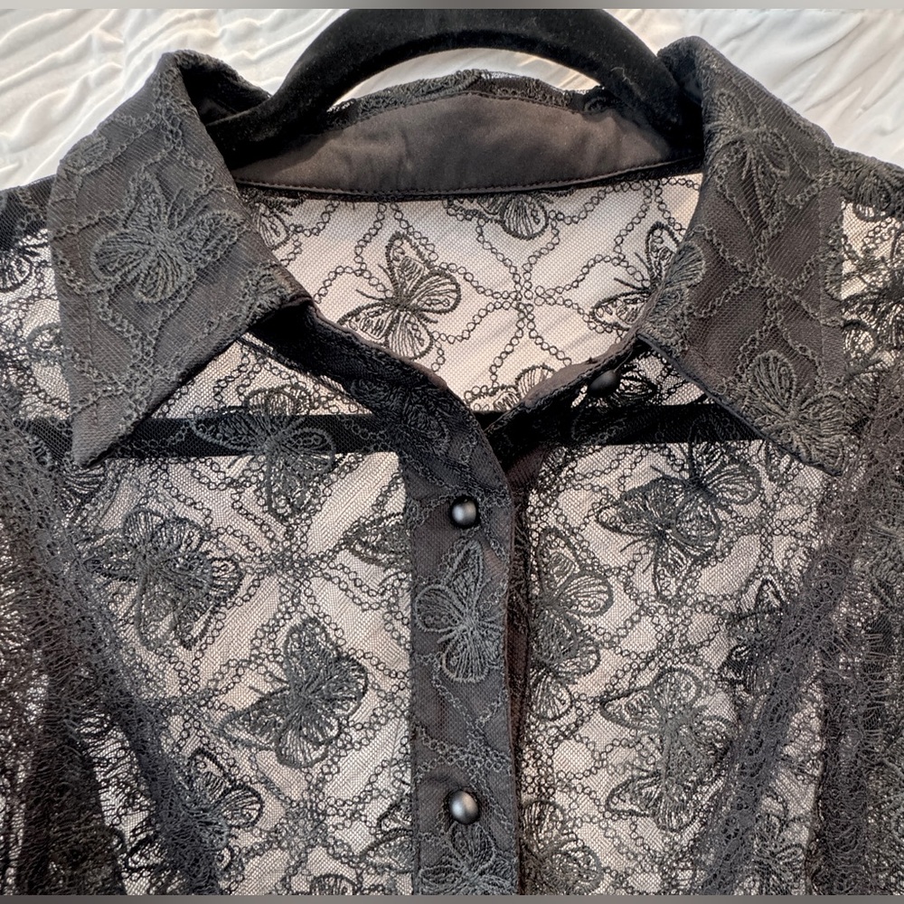 Disturbia Black Lace Butterfly Blouse - Picture 3 of 6